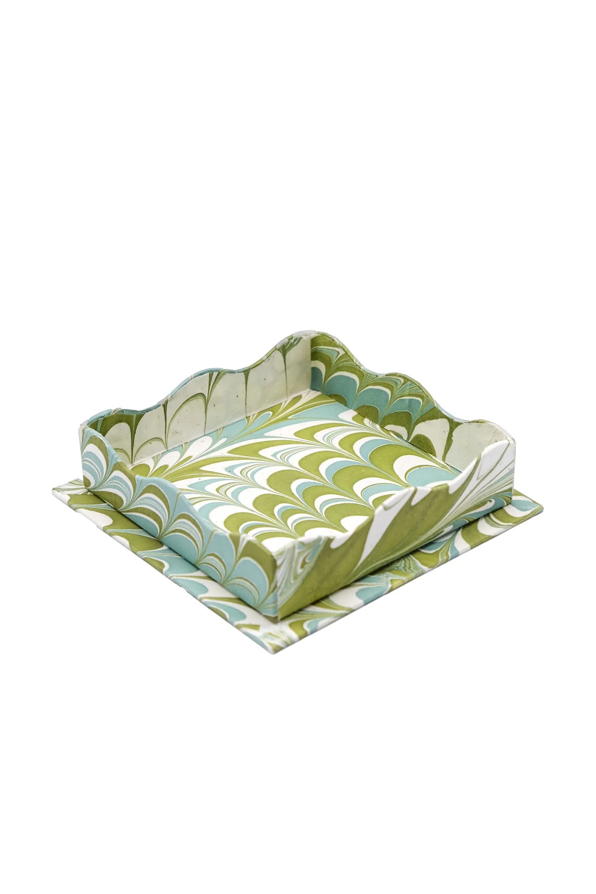 Trinket Cocktail Napkin Tray in Robin Blue Marbling | Over The Moon