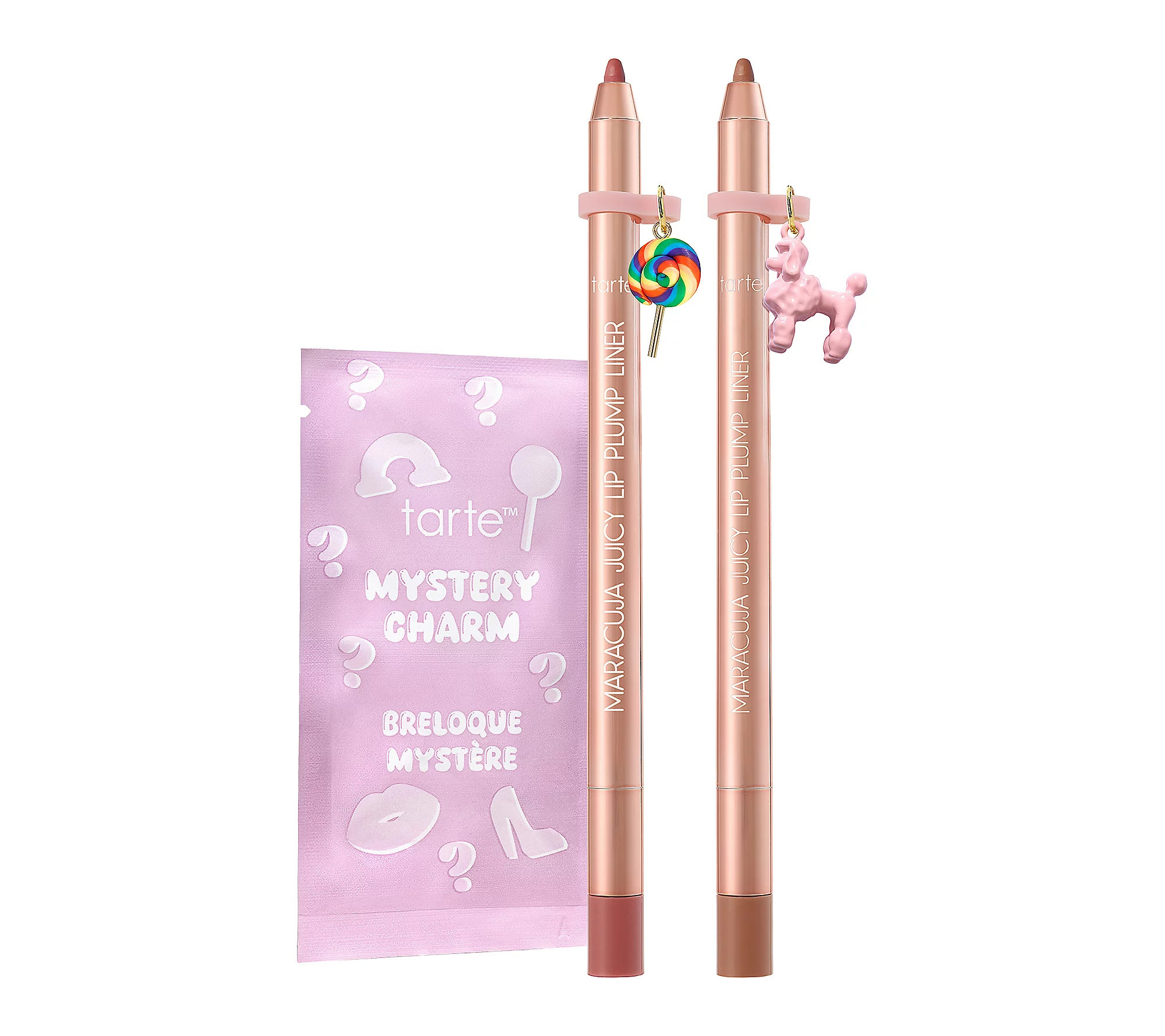 tarte maracuja juicy lip plump liner duo & mystery charms | QVC