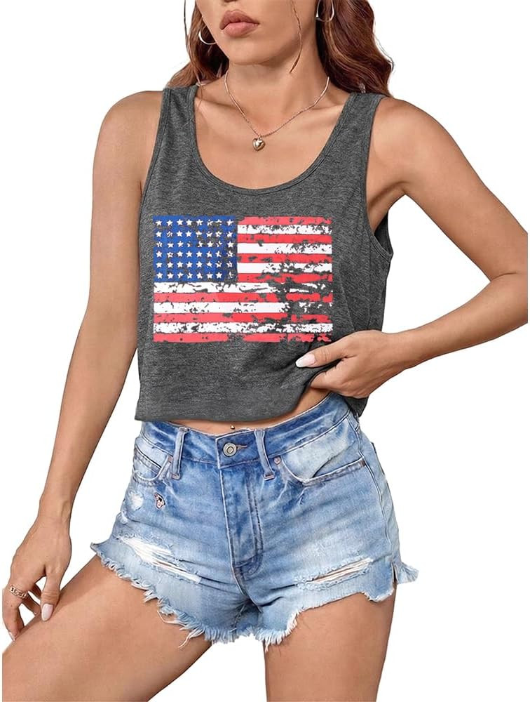 T&Twenties American Flag Tank Top for Women,4th of July Stars Striped Racerback Tees Sleeveless P... | Amazon (US)