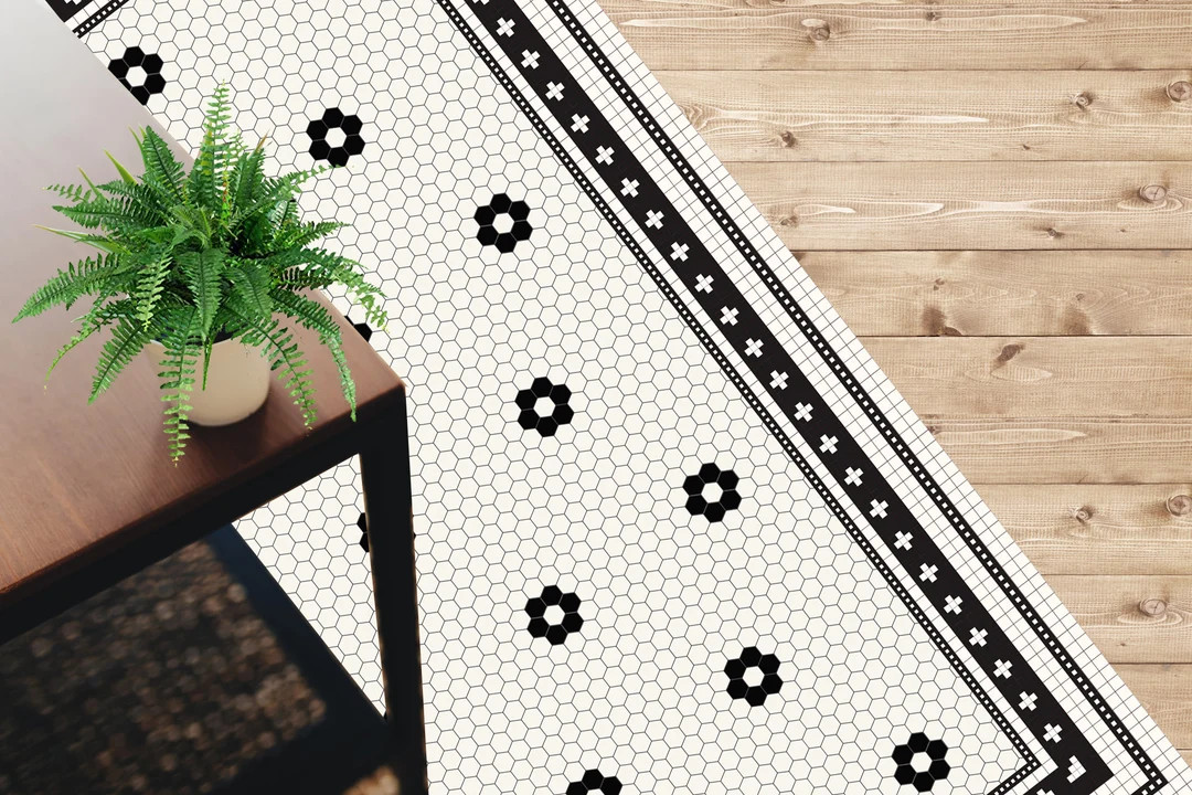 Retro Mosaic Vinyl Mat,vinyl Mat, Vinyl Rug, Vinyl Floor, Geometric Pattern Mat, Art Mat, Kitchen... | Etsy (US)