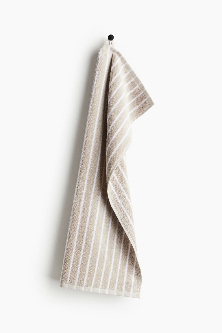 Striped Hand Towel - Light beige/white - Home All | H&M US | H&M (US + CA)
