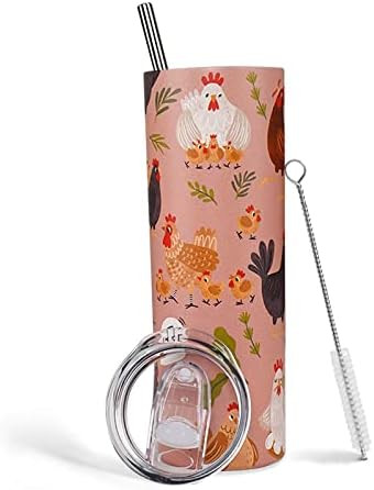 Amazon.com | Chicken Tumbler With Lid and Straw Stainless Steel 20oz Breeds of Chicken Knowledge ... | Amazon (US)