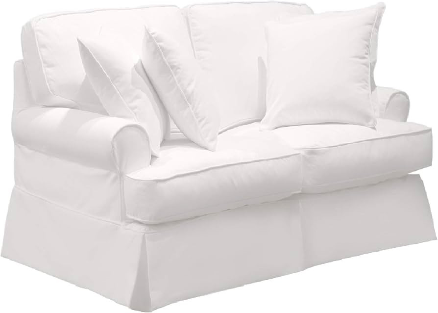The Hamptons Collection 60” White T-Cushion Loveseat Cover with Back and Seat Cushion Cover and... | Amazon (US)