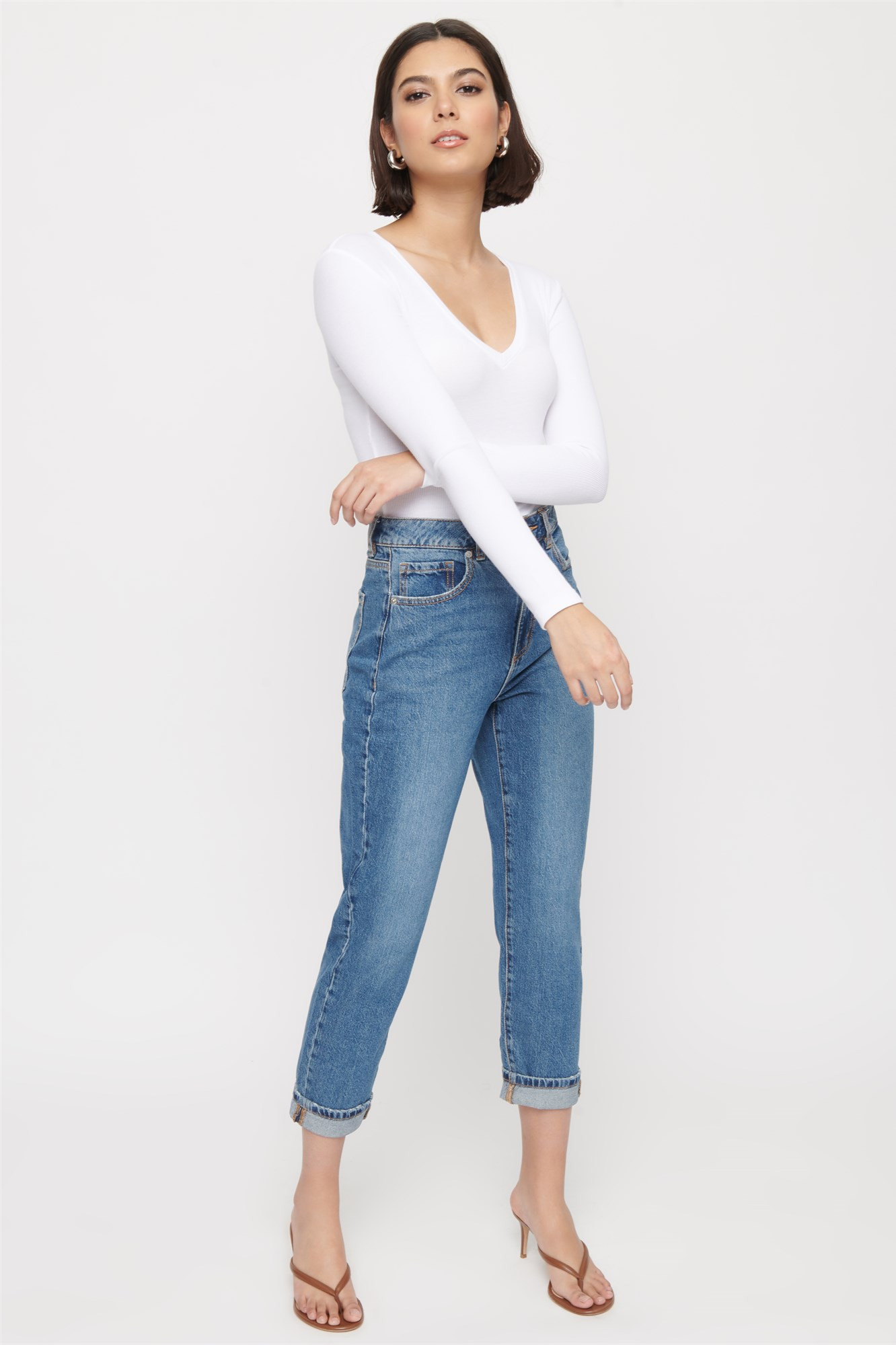 Long Sleeve V-Neck Bodysuit | Dynamite Clothing