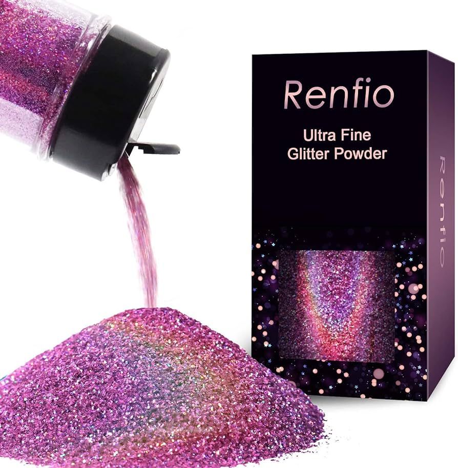 Renfio Holographic Ultra Fine Glitter Powder Metallic Resin Glitter 2.11 Oz (60g) PET Flakes Craf... | Amazon (US)