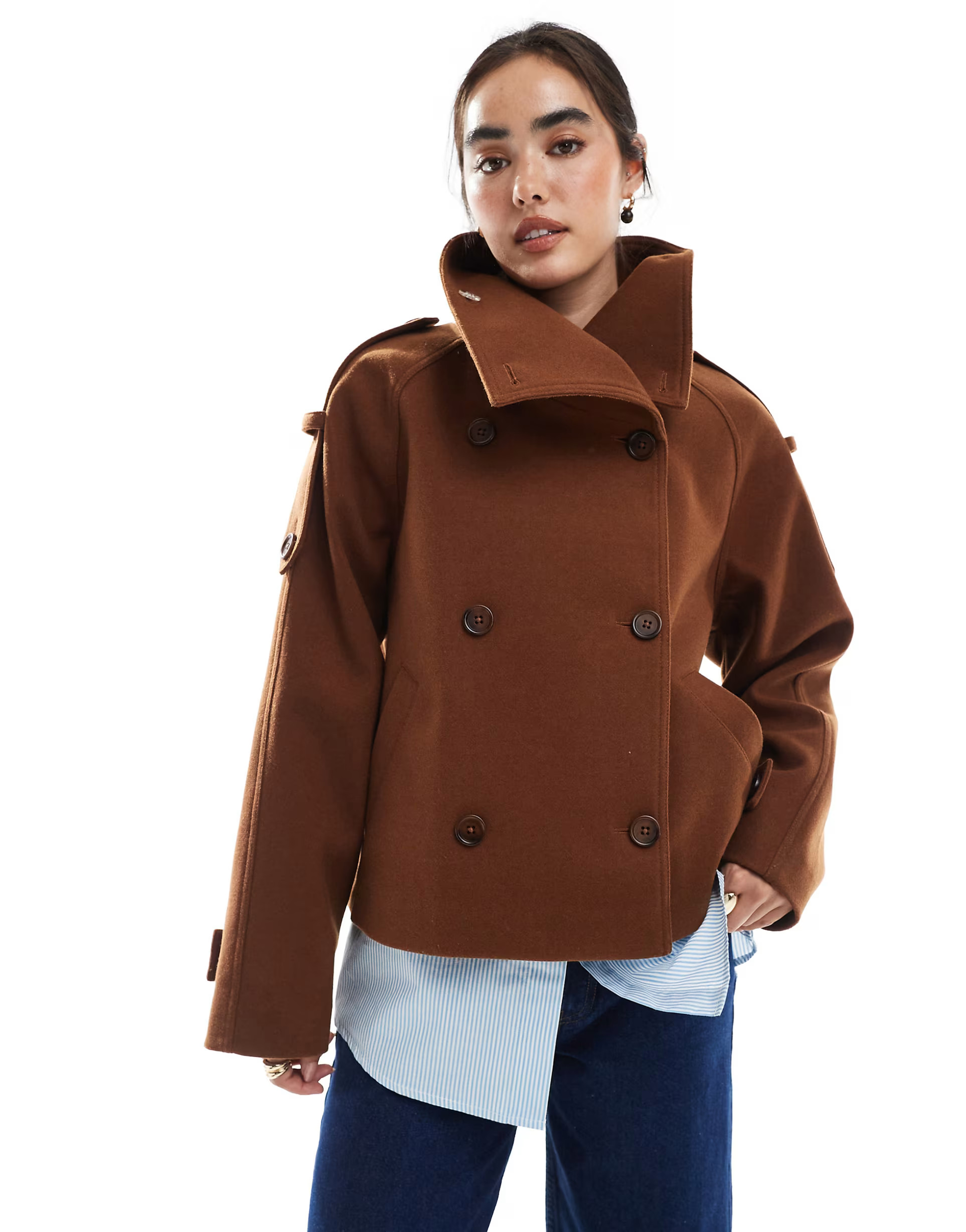 ASOS DESIGN formal cropped trench coat in rust | ASOS (Global)