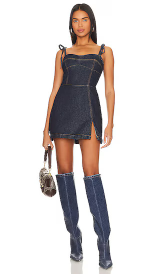 Taylor Denim Skort Romper in Indigo | Revolve Clothing (Global)