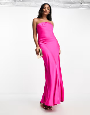 Forever New asymmetical chain detail maxi dress in pink | ASOS (Global)