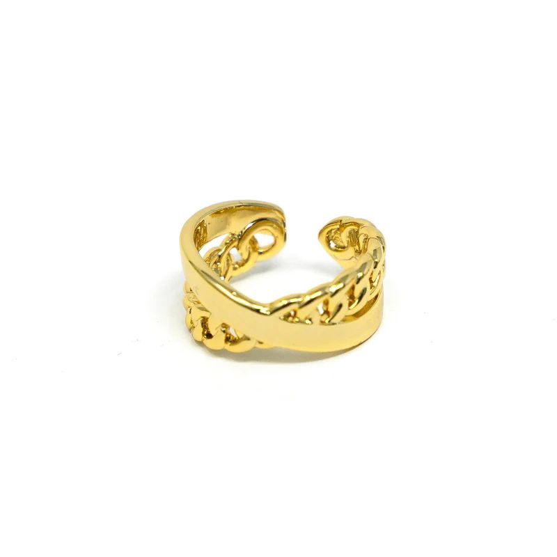 Gold Band and Chain Ring | The Sis Kiss