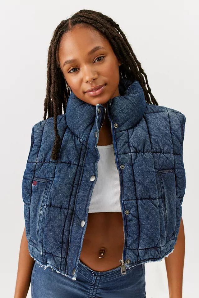 UO Margot Denim Puffer Vest | Urban Outfitters (US and RoW)