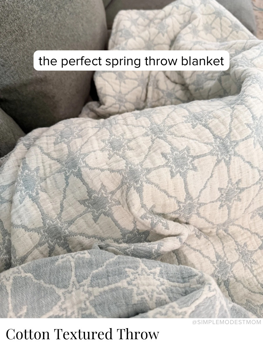 I fell in love with this lightweight cotton throw as I started swapping out our winter blankets for spring. It has that soft muslin-like feel, and the reversible colors make it so versatile for spring and summer styling.

#LTKHome #LTKmomlife #LTKMothersDay