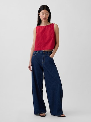 Poplin Boatneck Shell Tank Top | Gap (US)
