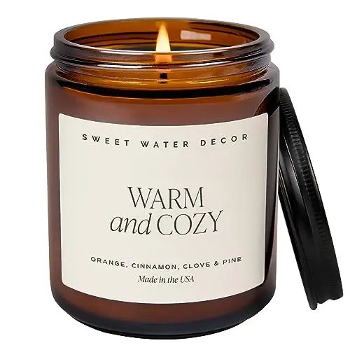 Sweet Water Decor Warm and Cozy Soy Candle | Orange Peel, Cinnamon, Ginger and Clove Scented Cand... | Amazon (US)