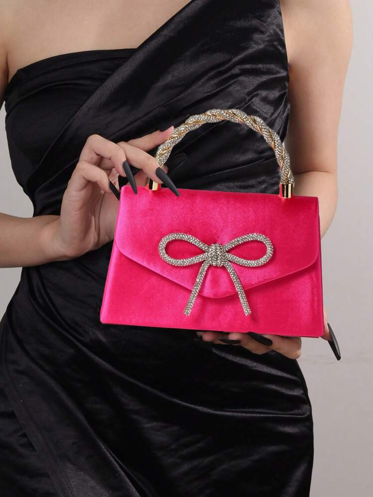 Women's Glitter Rhinestone Bow Decor Evening Bag Prom Bags Sparkle Mini Square Handbags Bride Perfect For Party, Wedding, Prom, Dinner/Banquet Mother's Gift Valentines | SHEIN