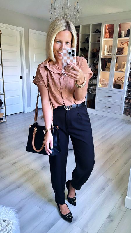 @amazon work outfits!!! If I had to wear dress pants I’m pretty sure I would be grabbing every color!!! Love how they are a hybrid trouser/jogger! Also, looks cute with sneakers!
Top and pants size small
Flats TTS

#LTKworkwear #LTKfindsunder50 #LTKstyletip