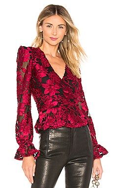 House of Harlow 1960 x REVOLVE Solana Blouse in Black & Red from Revolve.com | Revolve Clothing (Global)
