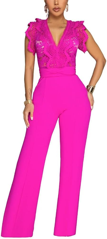 Sunlips Elegant jumpsuits,fashionable,sexy,high waisted,wide leg pants,club business party,casual... | Amazon (US)