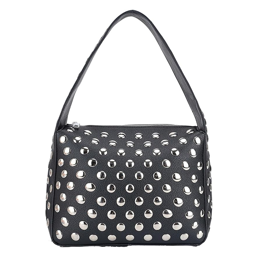 JQAliMOVV Studded Purses for Women Y2K Black Shoulder Bag Fall Punk Purse Leather Tote Bag Handba... | Amazon (US)