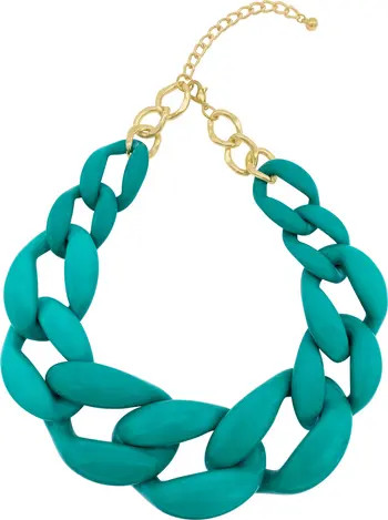 14K Gold Plate Turquoise Resin Curb Chain Necklace | Nordstrom Rack