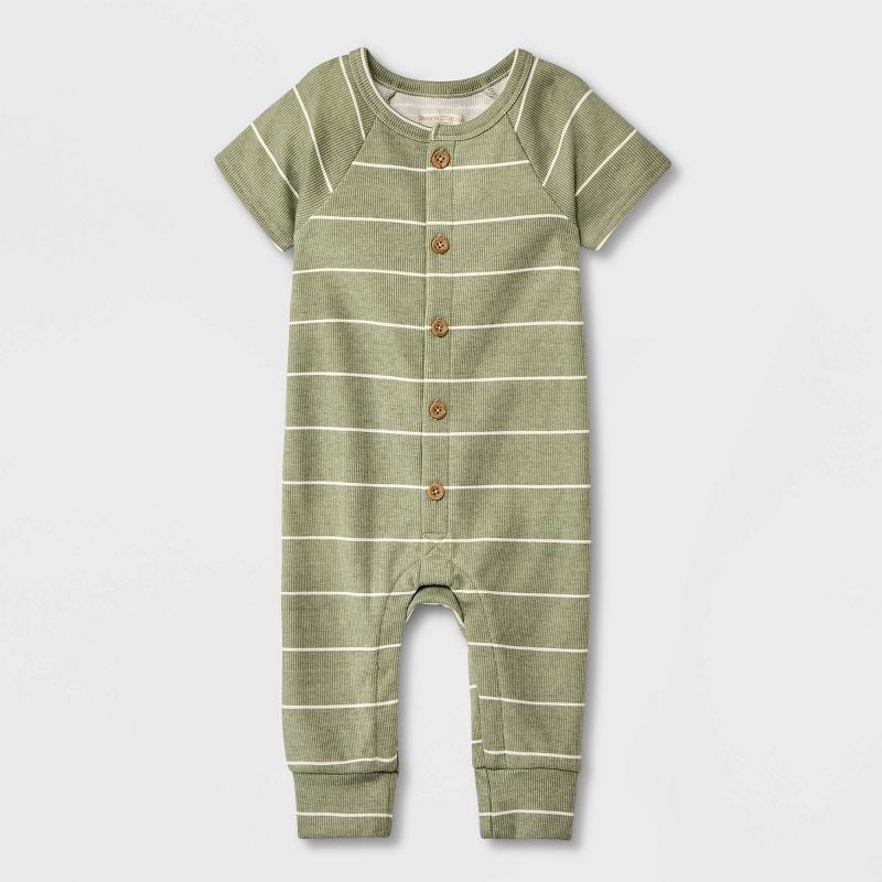 Grayson Collective Baby Ribbed Striped Short Sleeve Bodysuit - Green | Target