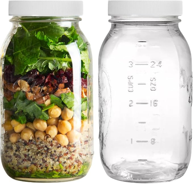 Regular Mouth Mason Jars 32 OZ – (2 Pack) Pint Size Jars with Airtight Lids and Bands & White P... | Amazon (US)