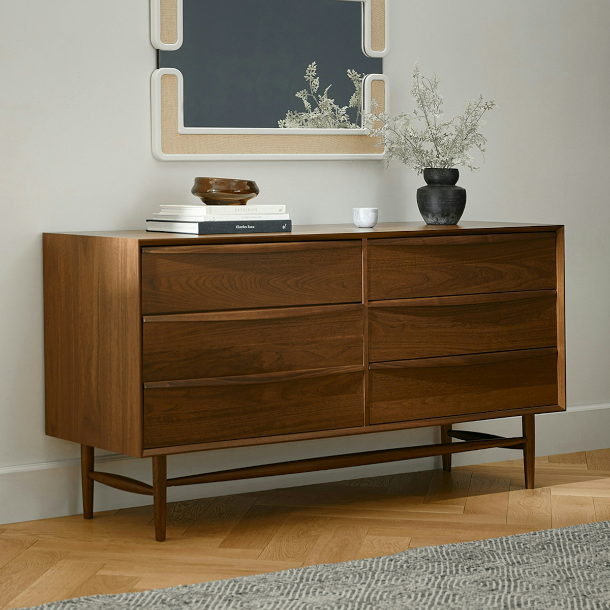 Lenia 6-Drawer Double Dresser - Walnut | Article