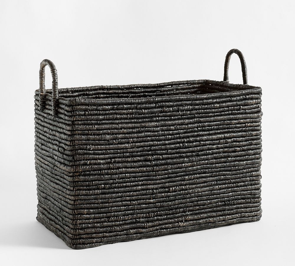 Coil Basket, Black, Low Rectangle