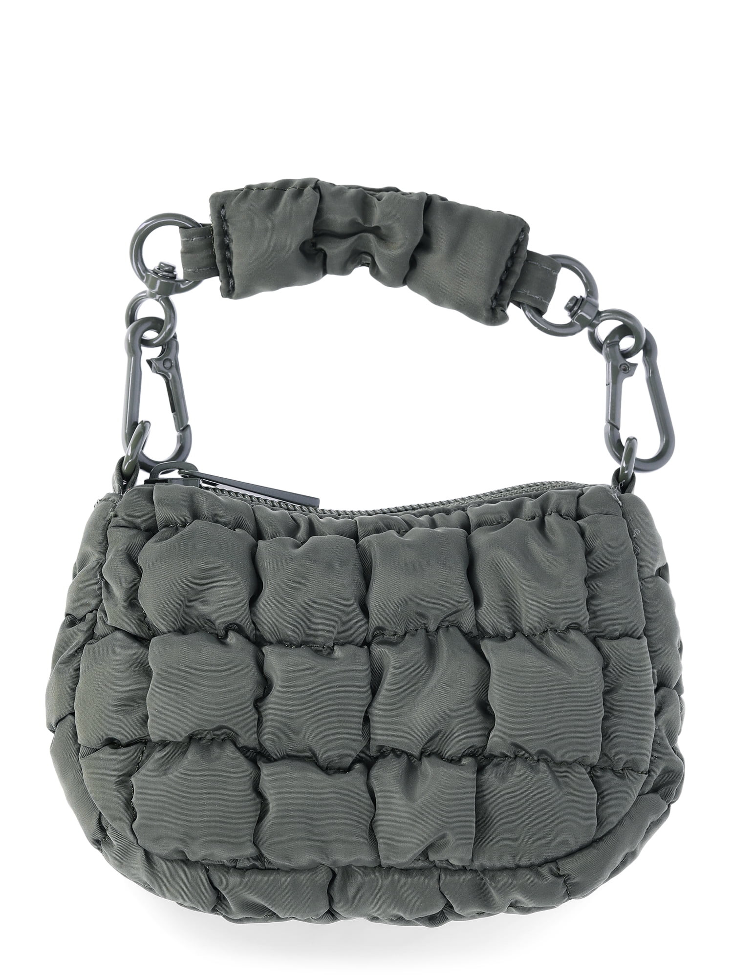 No Boundaries Women's Mini Quilted Hobo Bag Charm, Olive | Walmart (US)
