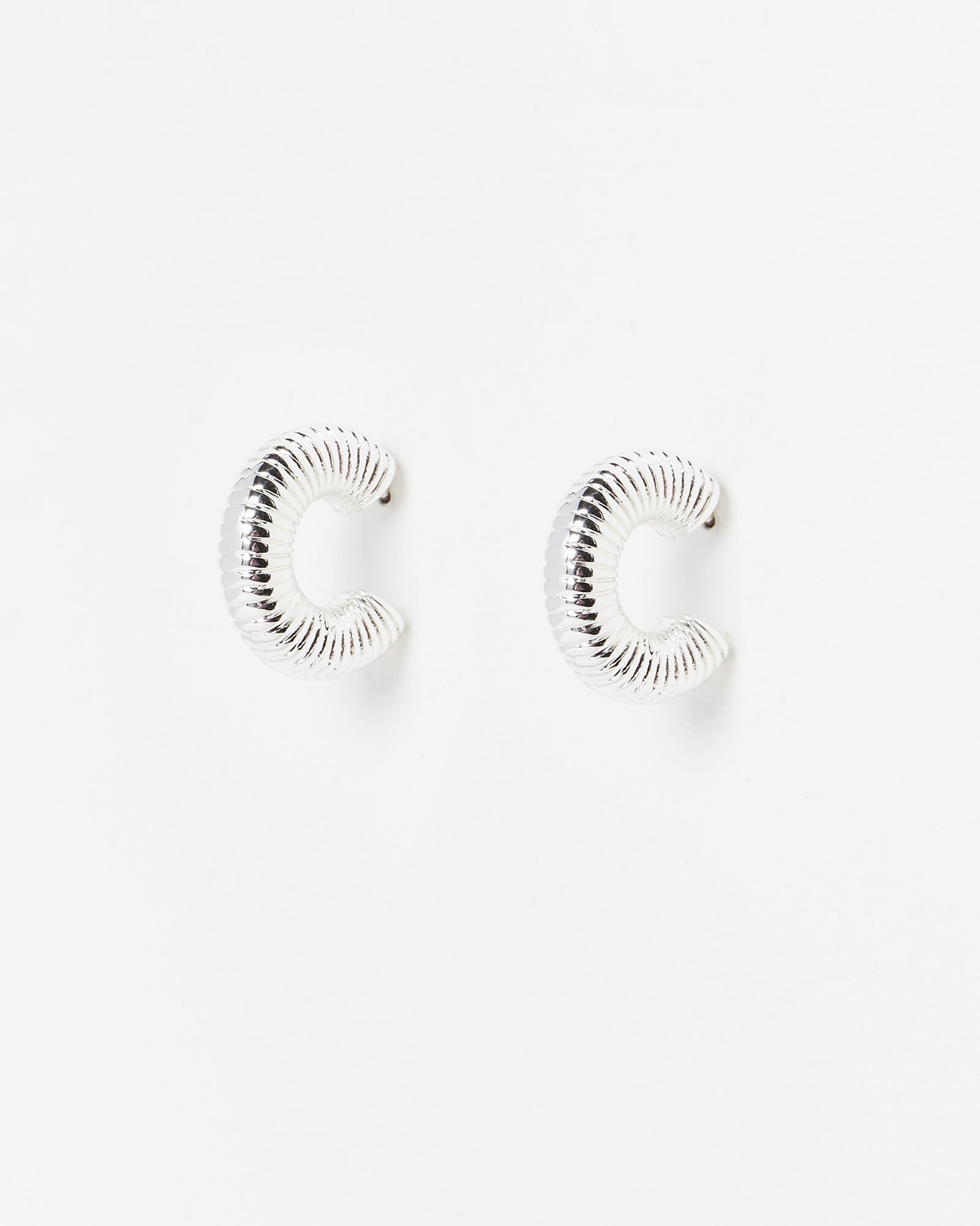 Miriam Ridged Silver Hoop Earrings | Oliver Bonas (Global)