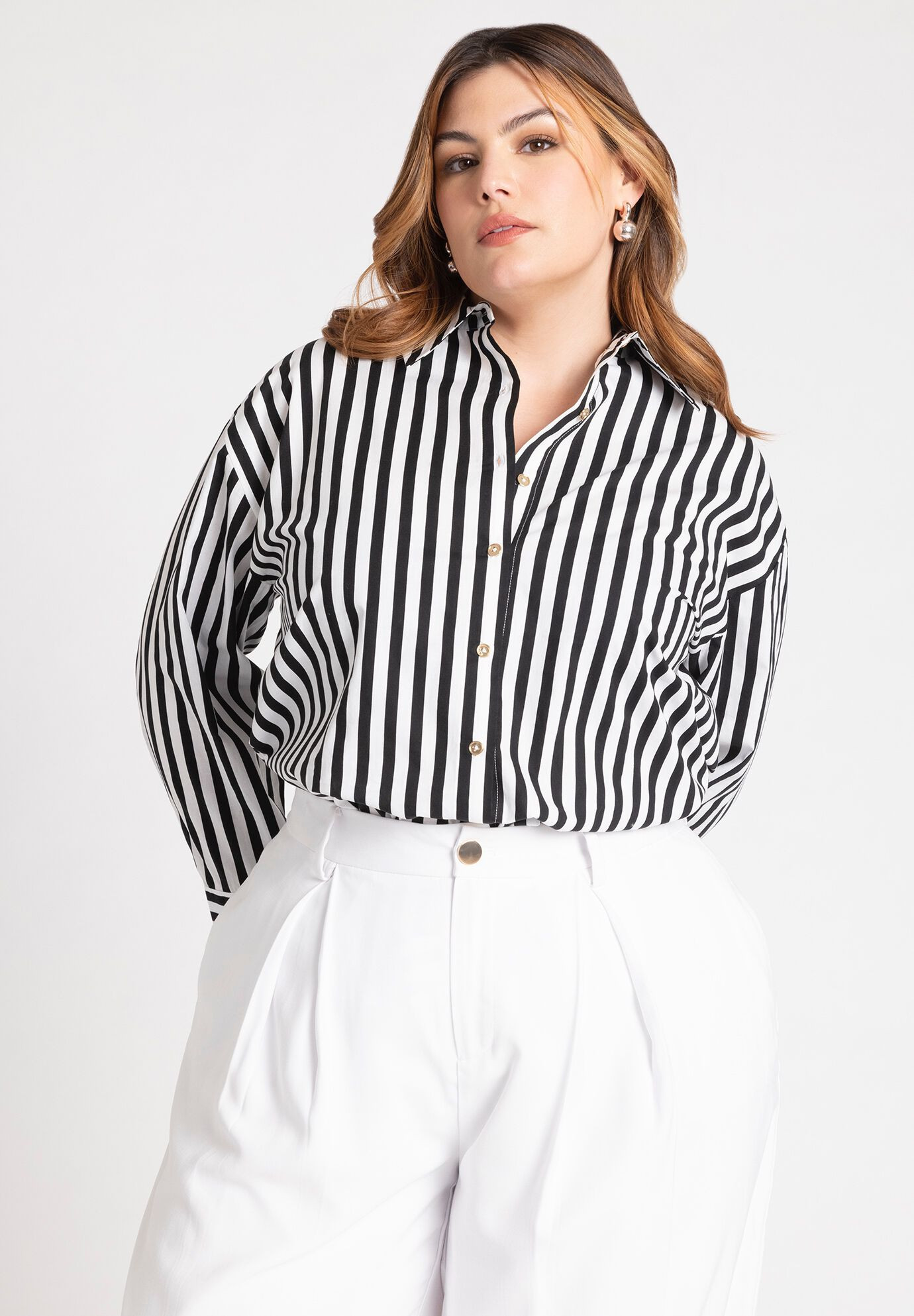 Preppy Striped Button Down | Eloquii