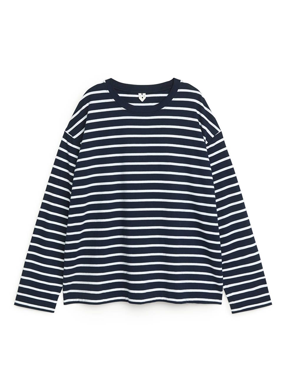 Oversized Pima Cotton T-shirt - Dark Blue/Striped - ARKET FR | ARKET (US&UK)
