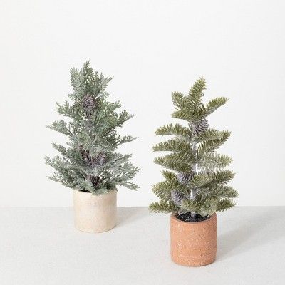 Sullivans 1' & 1' Potted Pine Artificial Tree 12"H & 12"H Green | Target
