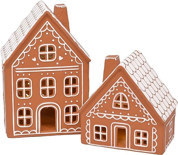 Mark Feldstein & Associates Ceramic Iced Gingerbread Houses Holiday Pre Lit LED Village Figurines... | Amazon (US)