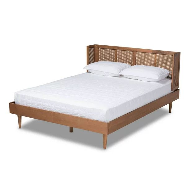 Baxton Studio Rina Mid-Century Wood Platform Bed, Queen, Ash Walnut | Walmart (US)