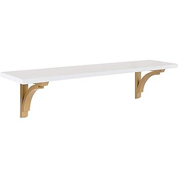 Kate and Laurel Corblynd Traditional Wood Wall Shelf, 36 inches, White with Gold Corbels | Amazon (US)