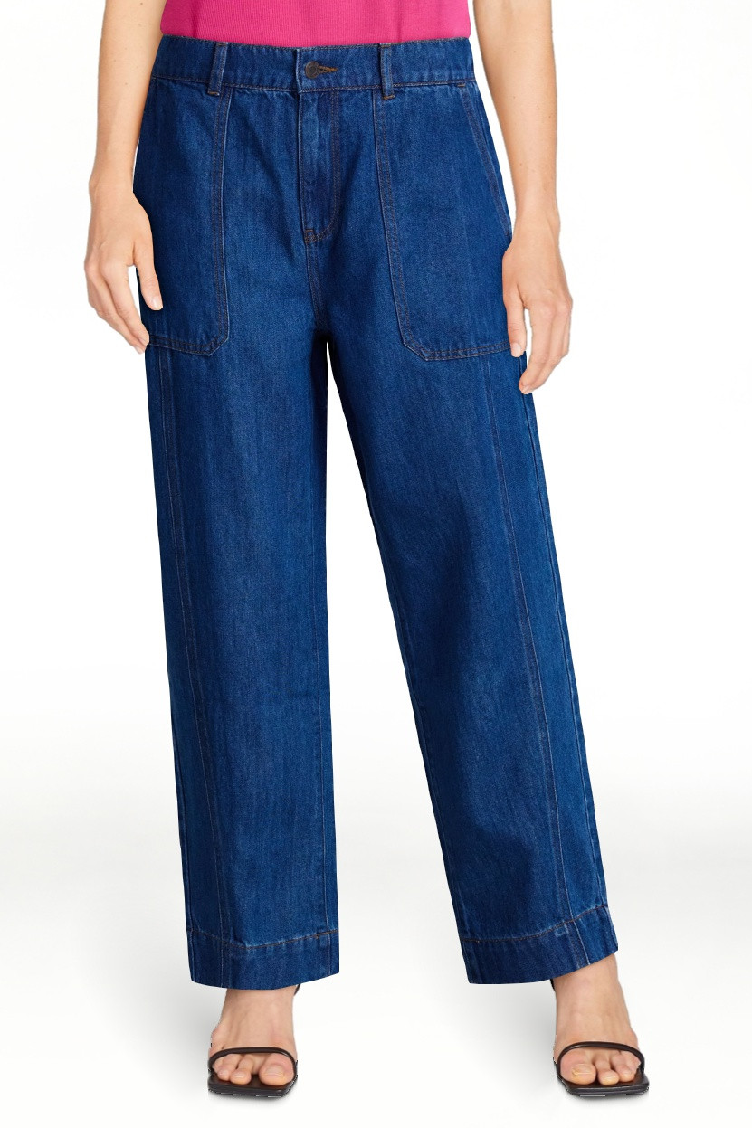 Time and Tru Women's High Rise Drapey Barrel Jeans, 28" Inseam, Sizes XS-XXXL | Walmart (US)