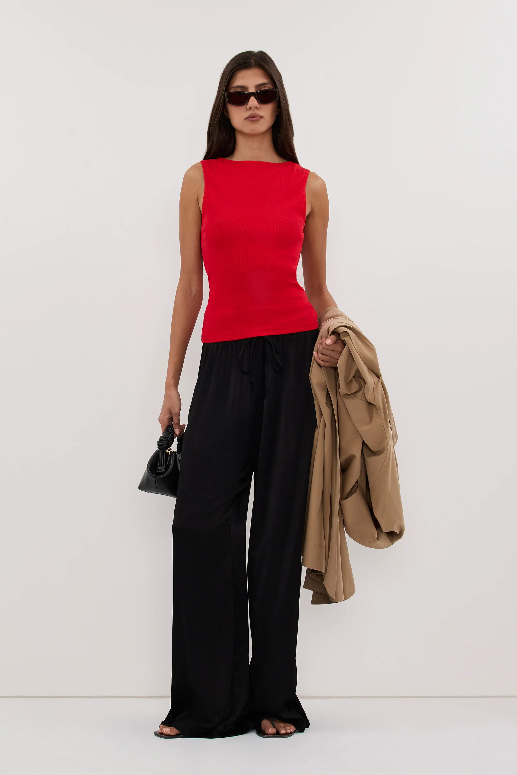 MYA BLACK SATIN PANT | DISSH