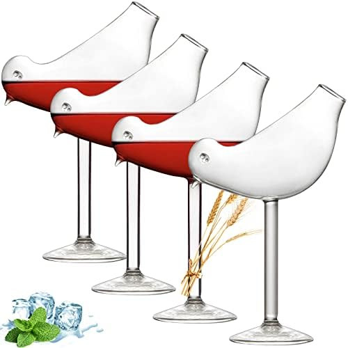 Cocktail Glass Bird Glasses Bird Shaped Martini Glass Clear Wine Glasses Set of 4 Goblet Coupe Gl... | Amazon (US)
