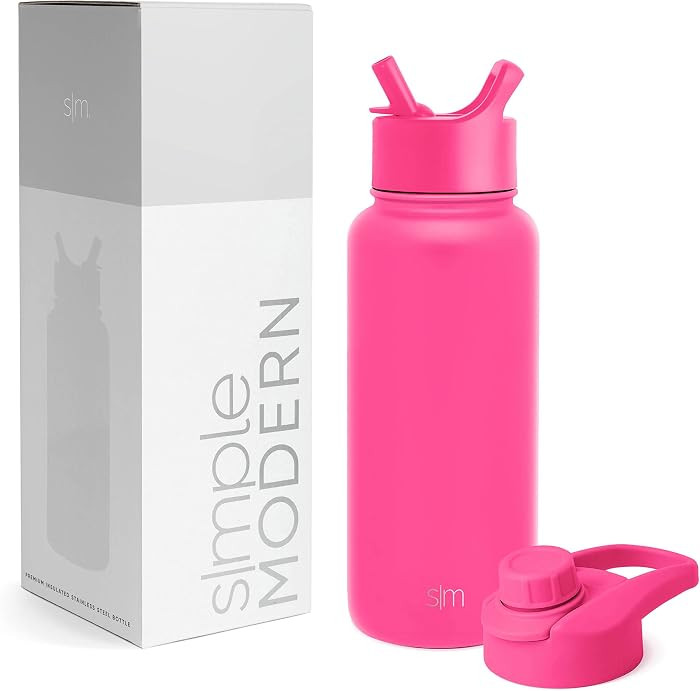 Simple Modern Water Bottle with Straw and Chug Lid Vacuum Insulated Stainless Steel Metal Thermos... | Amazon (US)