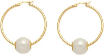 Faux Pearl Hoop Earrings | Nordstrom