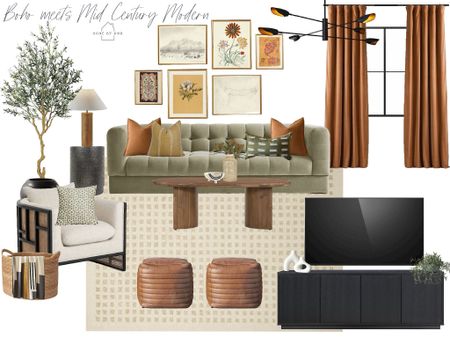 Boho meets mid century modern living room design 

#LTKhome
