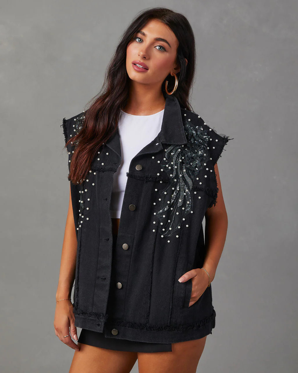Kearney Oversized Statement Denim Vest | VICI