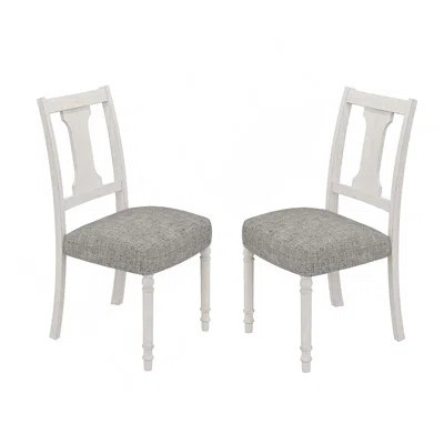Set Of 2 Dining Side Chair With Linen Upholstered Seat | Wayfair North America