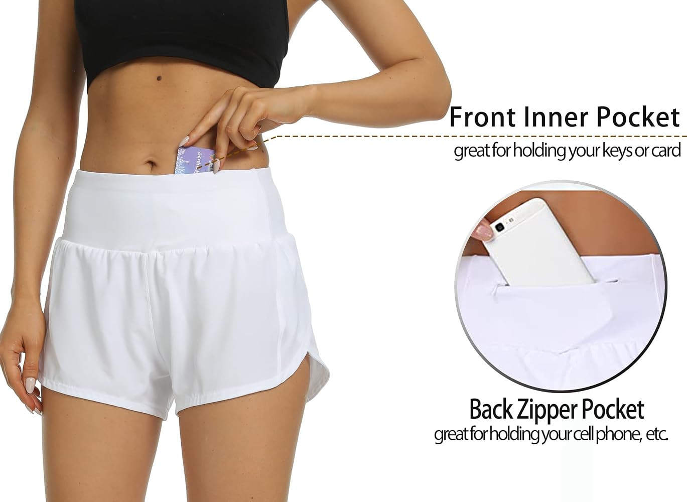 Rrosseyz Running Shorts for Women with Liner High Waisted Womens Athletic Shorts with Zip Pocket for | Amazon (US)