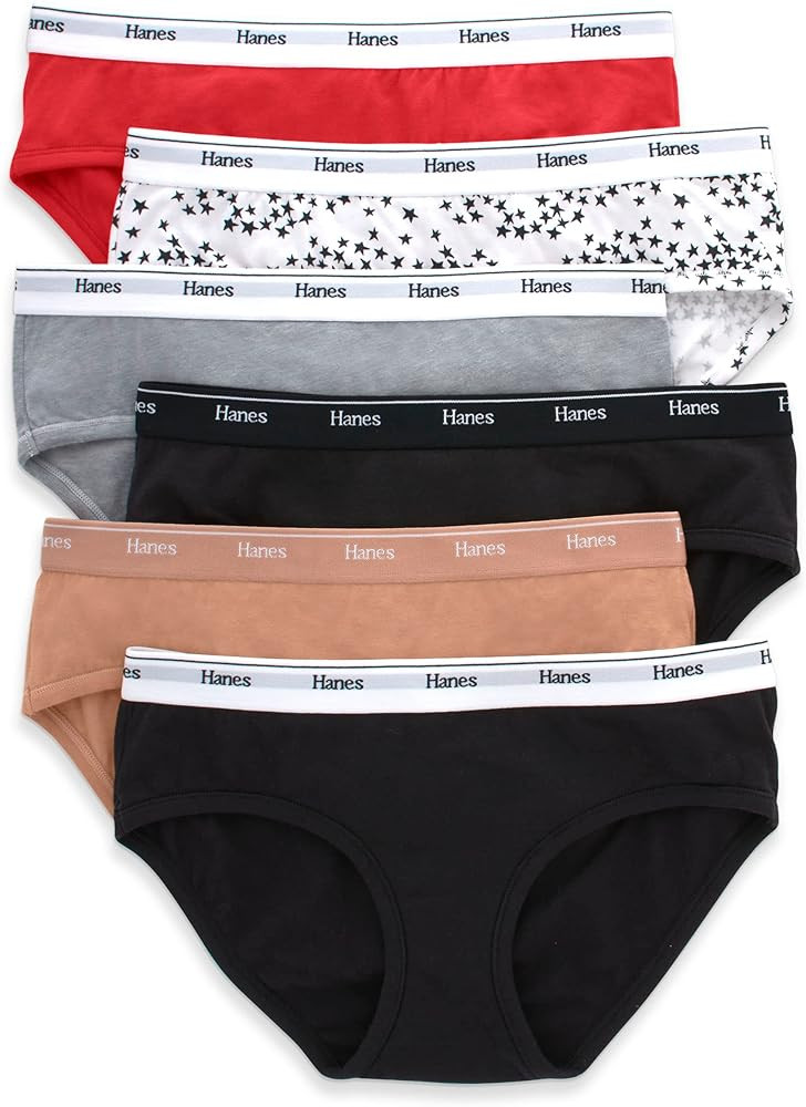 Hanes Women's Originals Hipster Panties, Breathable Stretch Cotton Underwear, Assorted, 6-Pack | Amazon (US)