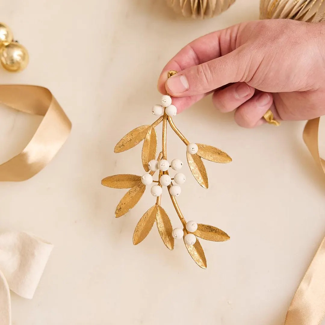 Mistletoe Metal Ornament, Hand Crafted Festive Berries, Handmade Christmas Decor | Etsy (US)