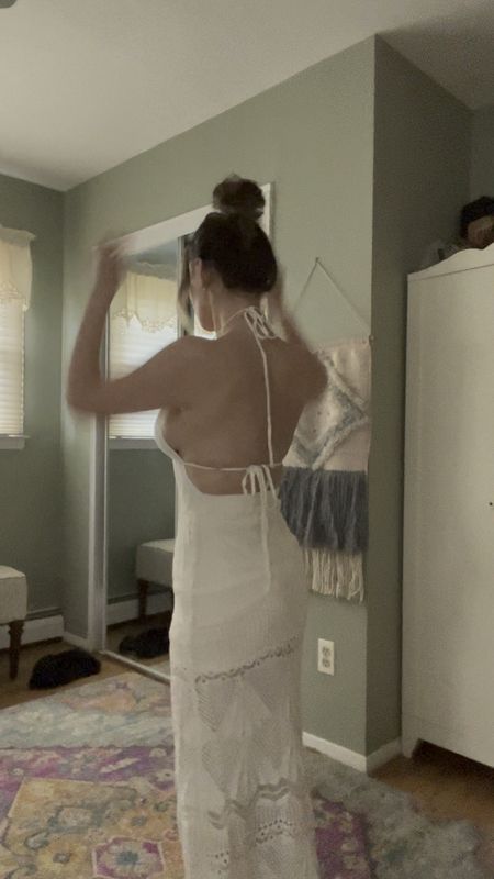 The BEST white crochet dress from Abercrombie 😋