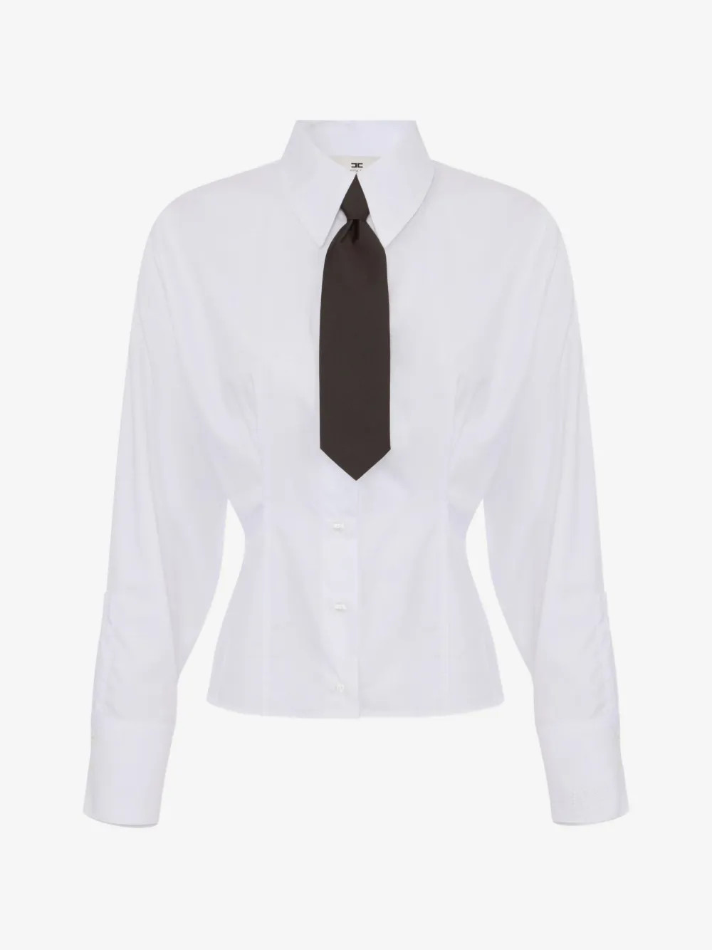 Elisabetta Franchi poplin shirt with bow tie - White | Farfetch Global