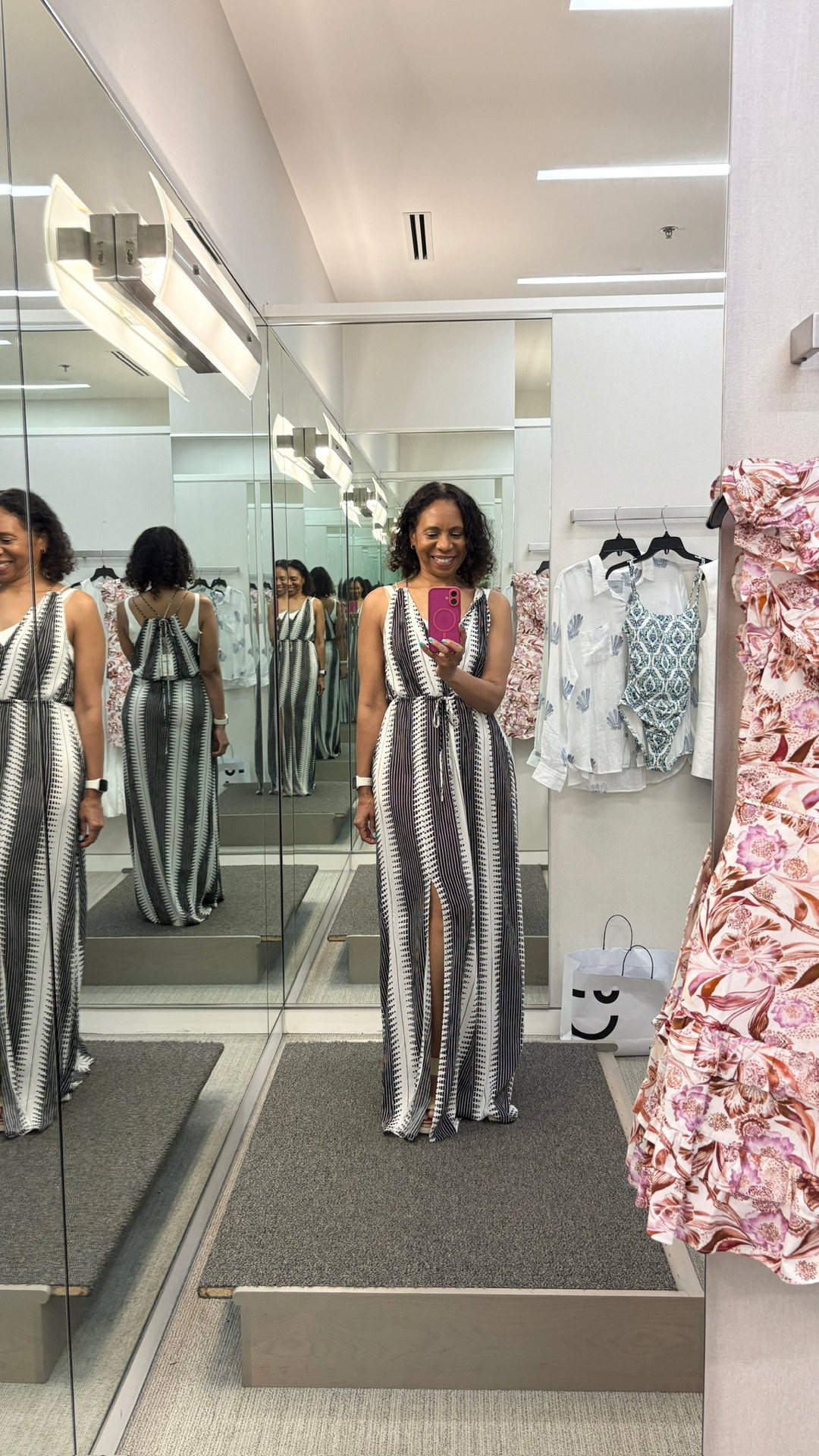 Trying on Elan’s Crinkle Gauze Cover-Up Maxi Dress in Black/White Kenya. Lightweight, airy, and effortlessly stylish, this dress features a side slit for easy movement and adjustable ties at the waist, neck, and back for a customized fit. Styled by @audaciousforhim. #modestfashion #modeststyle 
#ModestSummerFashion #ModestSummerStyle 

#LTKStyleTip #LTKSeasonal #LTKTravel