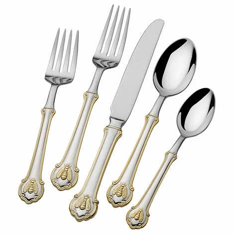 Wallace Napoleon Bee 24kt Gold Accent 18/10 Stainless Steel 45-piece Flatware Set - Walmart.com | Walmart (US)